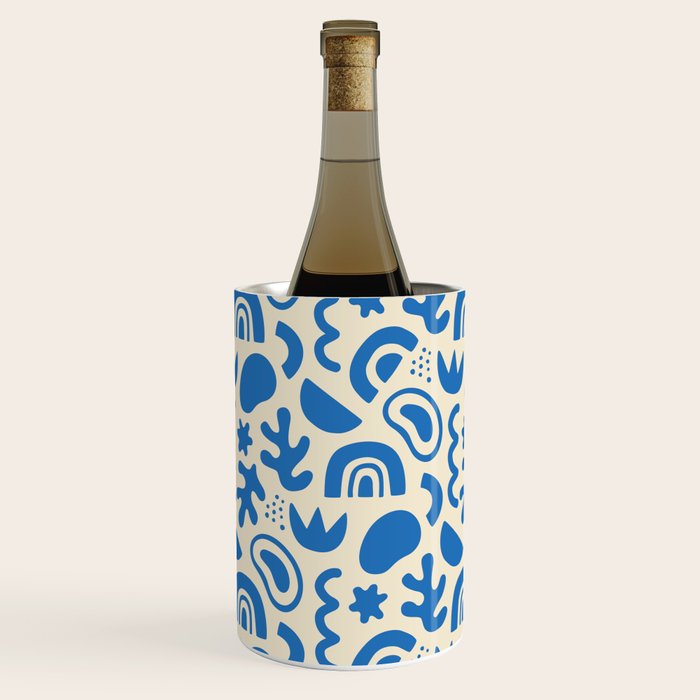 Abstract blue organic shape art pattern Wine Chiller Gallery Image 3