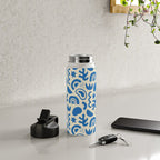 Abstract blue organic shape art pattern Water Bottle Gallery Image 4