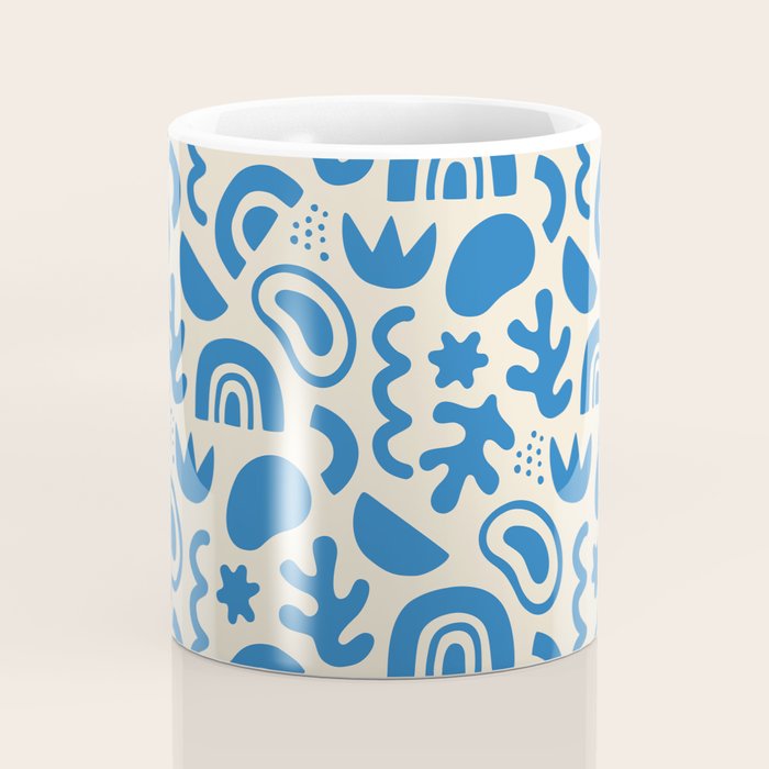 Abstract blue organic shape art pattern Coffee Mug Gallery Image 4