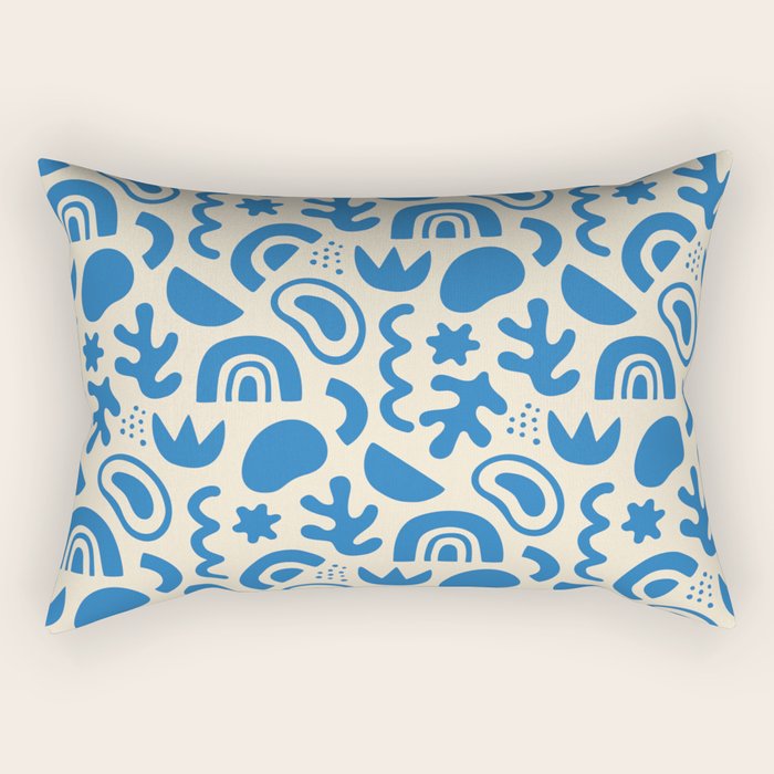 Abstract blue organic shape art pattern Rectangular Pillow Gallery Image 2