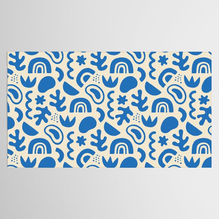 Abstract blue organic shape art pattern Tablecloth Gallery Image 2
