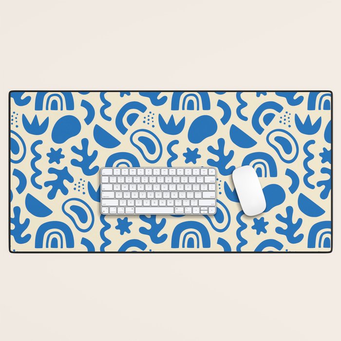 Abstract blue organic shape art pattern Desk Mat Gallery Image 1