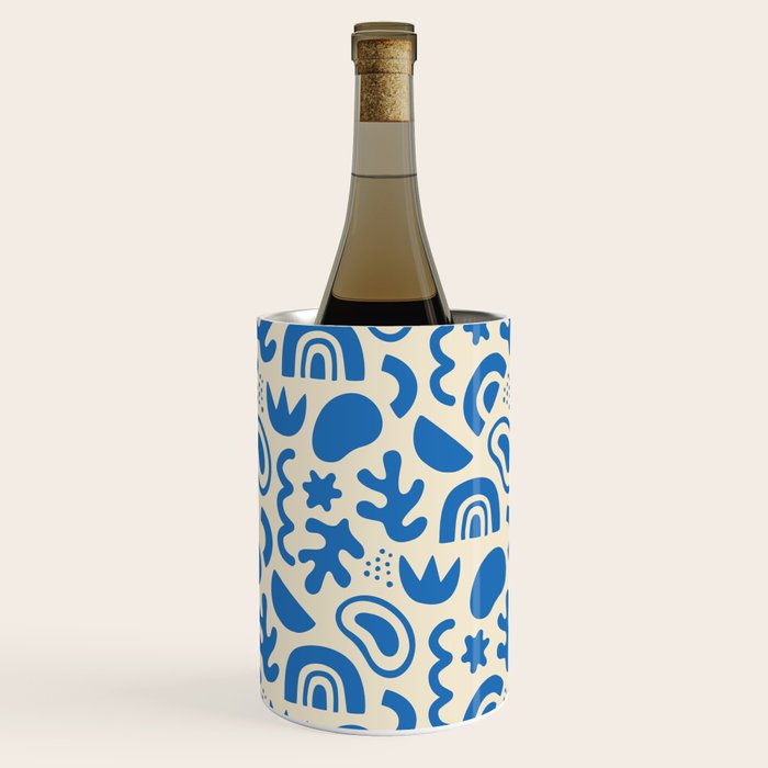 Abstract blue organic shape art pattern Wine Chiller Gallery Image 2