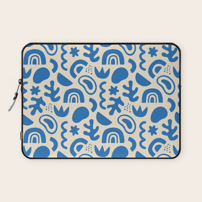 Abstract blue organic shape art pattern Laptop Sleeve Gallery Image 1