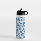 Abstract blue organic shape art pattern Water Bottle Gallery Image 1