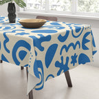 Abstract blue organic shape art pattern Tablecloth Gallery Image 3