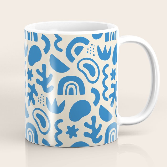 Abstract blue organic shape art pattern Coffee Mug Gallery Image 1