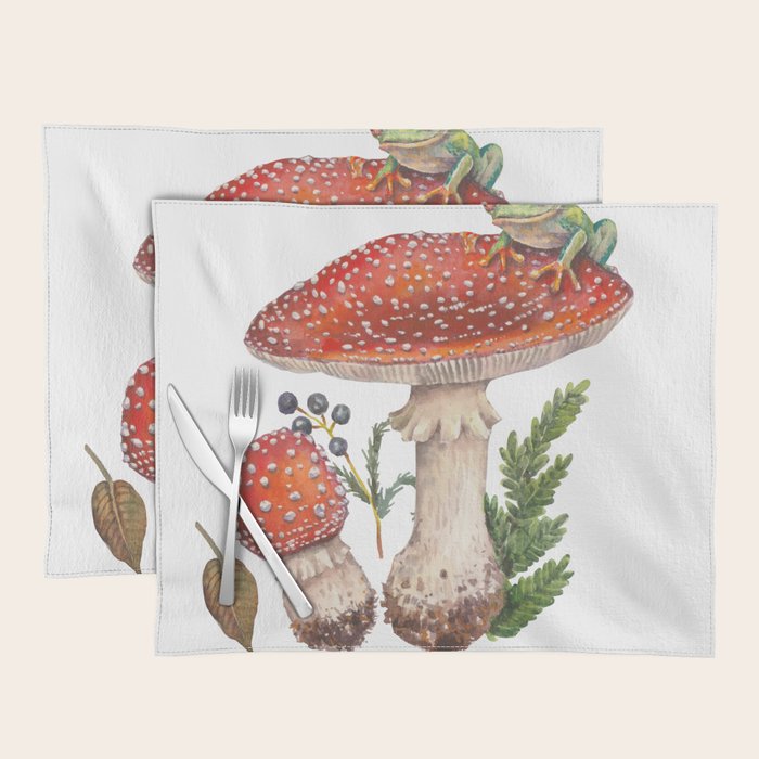 Lovely Red Mushrooms - GreenBG Placemat Gallery Image 1