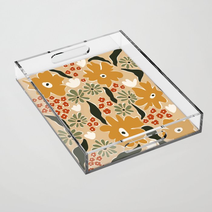 mini mia retro flower  Acrylic Tray Gallery Image 1