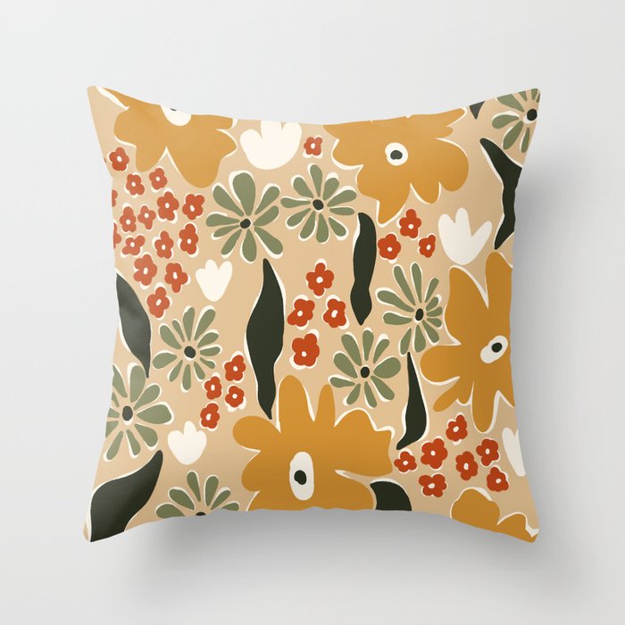 mini mia retro flower  Throw Pillow Gallery Image 1