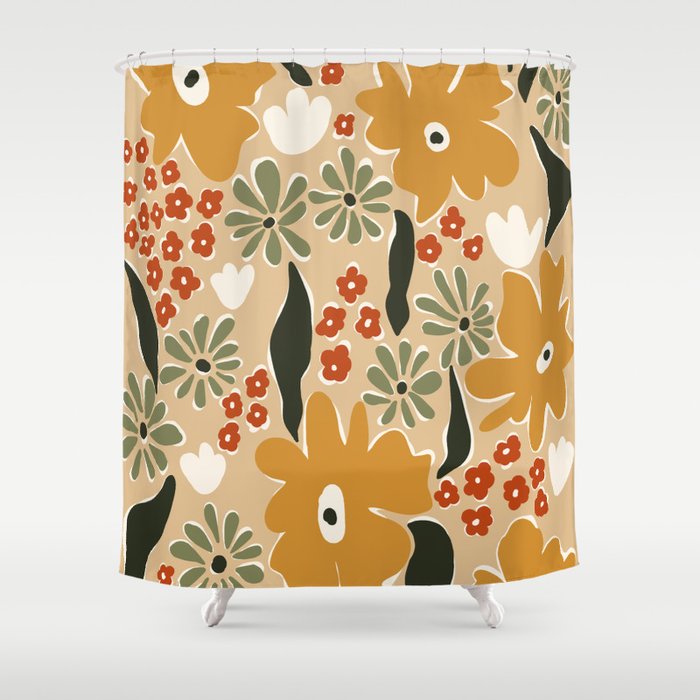 mini mia retro flower  Shower Curtain Gallery Image 1