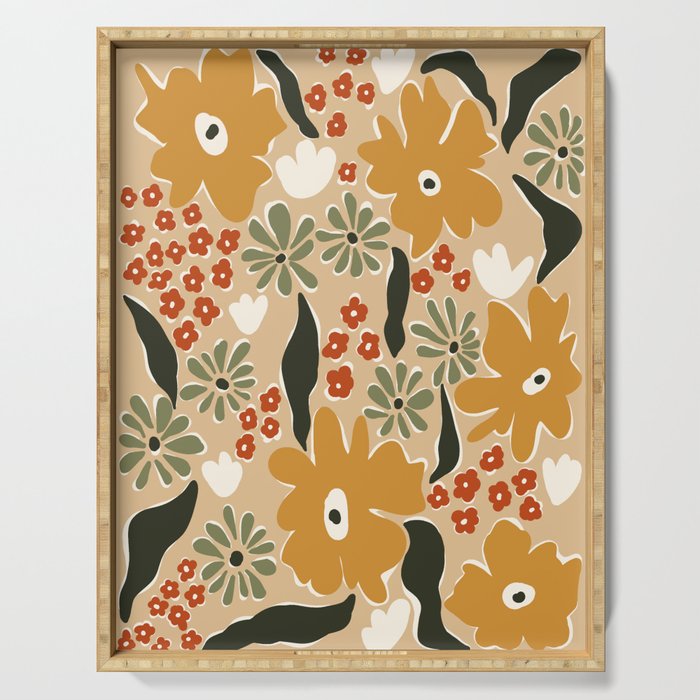 mini mia retro flower  Serving Tray Gallery Image 1