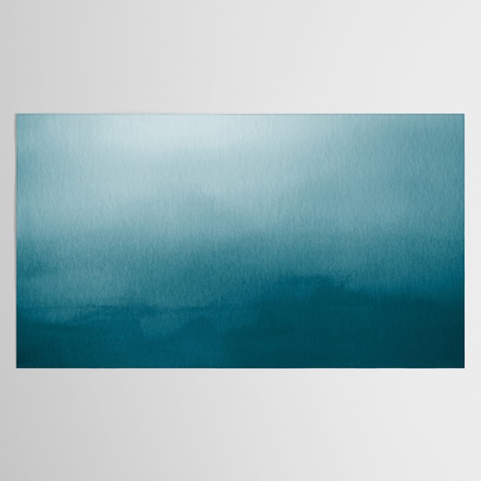 Tropical Dark Teal Inspired by Sherwin Williams 2020 Trending Color Oceanside SW6496 Watercolor Ombre Gradient Blend Abstract Art Tablecloth Gallery Image 2