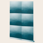 Tropical Dark Teal Inspired by Sherwin Williams 2020 Trending Color Oceanside SW6496 Watercolor Ombre Gradient Blend Abstract Art Wallpaper Gallery Image 2