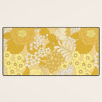 Yellow, Ivory & Brown Retro Floral Pattern Desk Mat Gallery Image 3