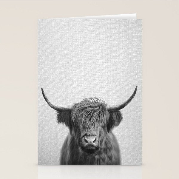 Highland Cow - Black & White Stationery Card Gallery Image 2
