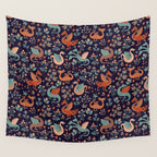 Dragons and Flowers Dark Purple Wall Tapestry Gallery Image 4