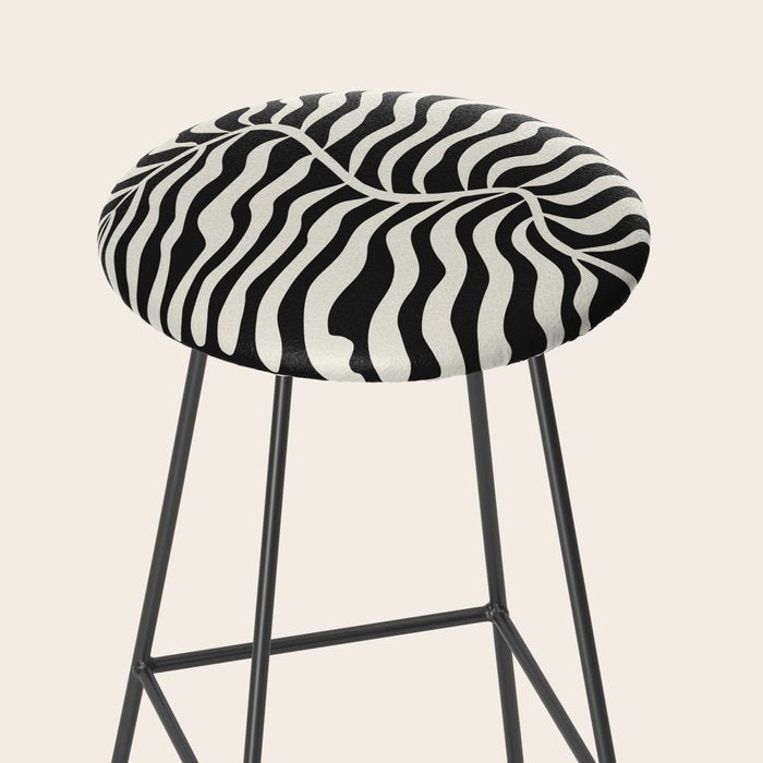 Onyx Ferns: Black & White Matisse Edition Stool Gallery Image 2