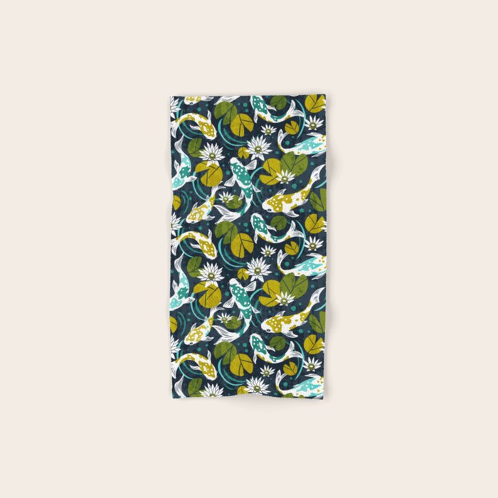 Koi Pond - Green Bath Towel Gallery Image 1