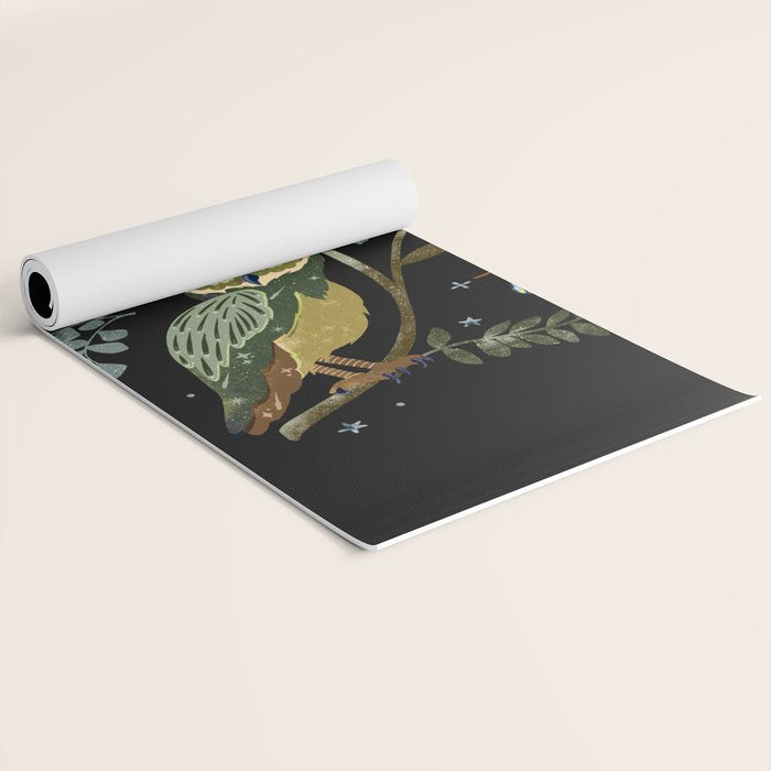 Moonlit Owl and Fluttering Moths Yoga Mat Gallery Image 2