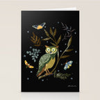 Moonlit Owl and Fluttering Moths Stationery Card Gallery Image 2