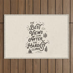 The Best Views Come After The Hardest Climb monochrome typography poster Outdoor Rug Gallery Image 1