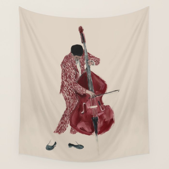 Double Bass Player Wall Tapestry Gallery Image 1