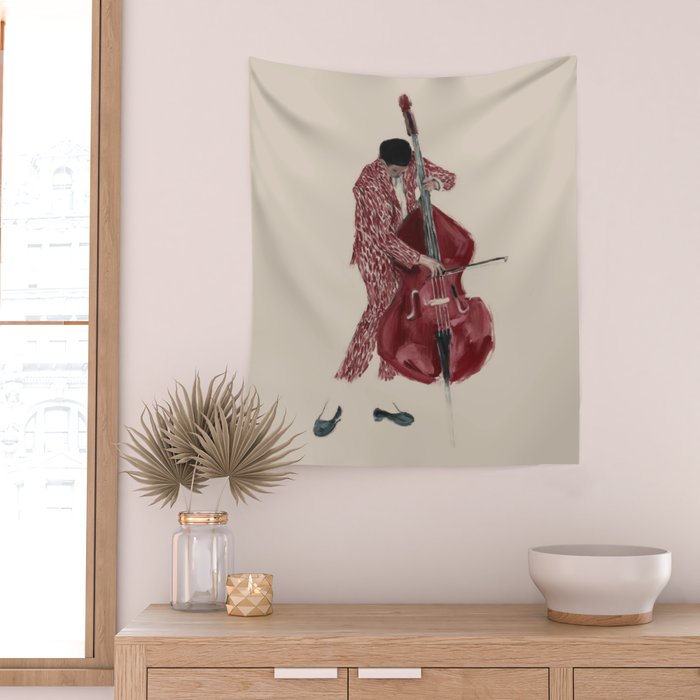 Double Bass Player Wall Tapestry Gallery Image 2