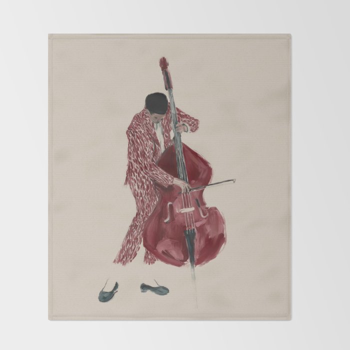 Double Bass Player Throw Blanket Gallery Image 2