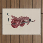 Double Bass Player Outdoor Rug Gallery Image 1