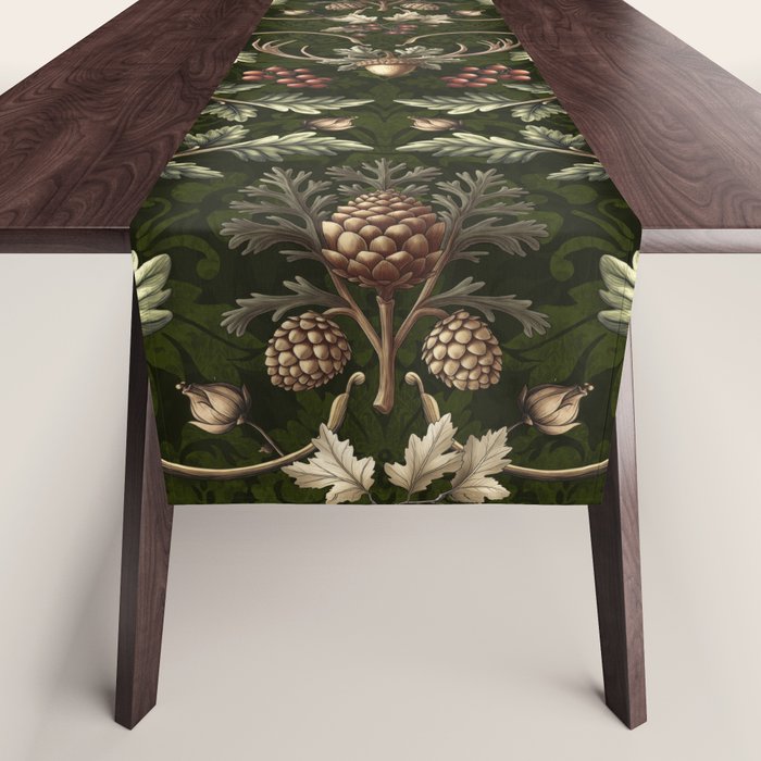 William Morris Woodland Nostalgia Emerald Green Table Runner Gallery Image 1