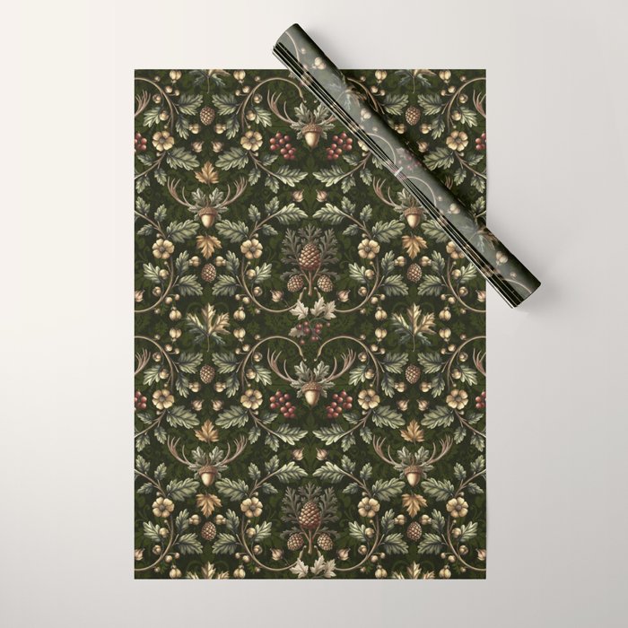 William Morris Woodland Nostalgia Emerald Green Wrapping Paper Gallery Image 1