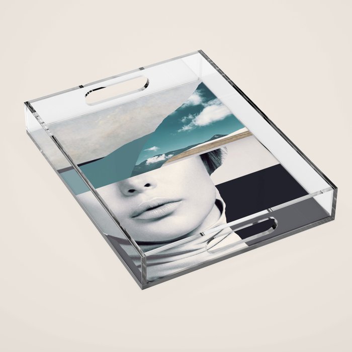 woman portrait /collage 3 Acrylic Tray Gallery Image 1