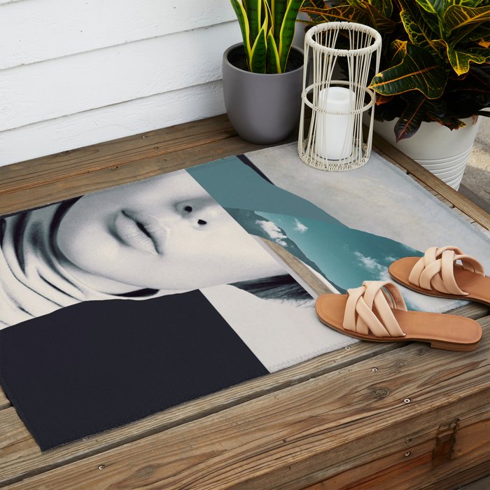 woman portrait /collage 3 Outdoor Rug Gallery Image 2
