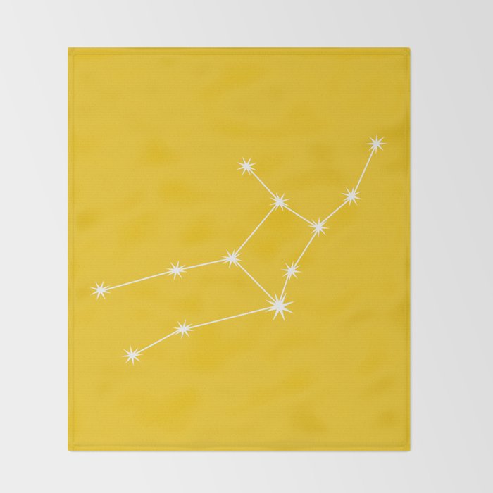 Virgo Zodiac Star Constellation Line Art Bright Yellow Throw Blanket Gallery Image 2