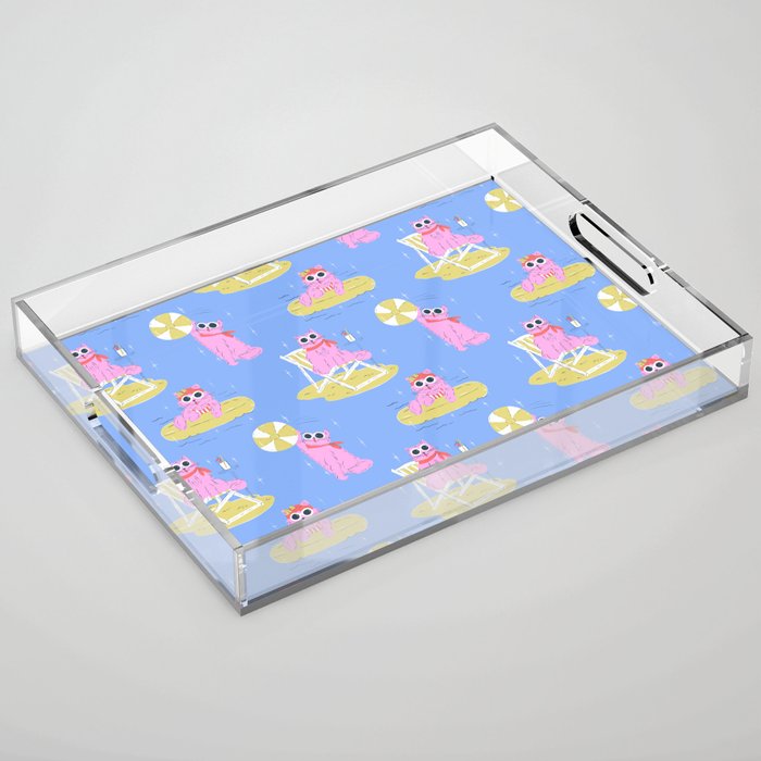 Pink Summer Cat  Acrylic Tray Gallery Image 1
