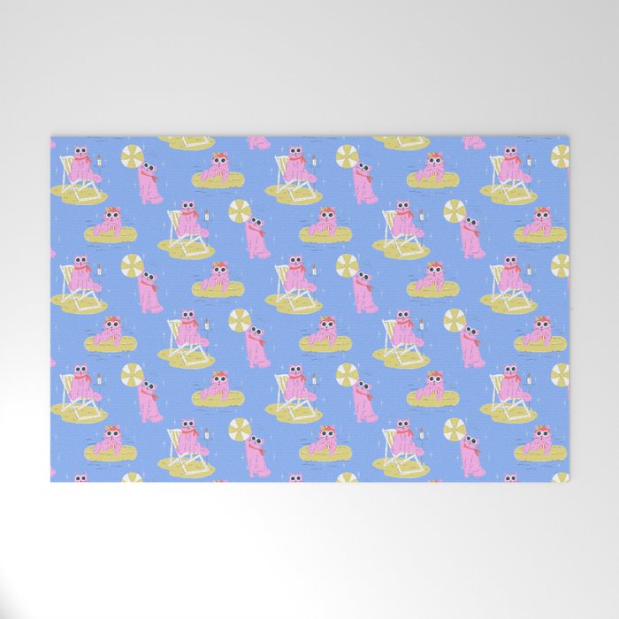 Pink Summer Cat  Welcome Mat Gallery Image 1