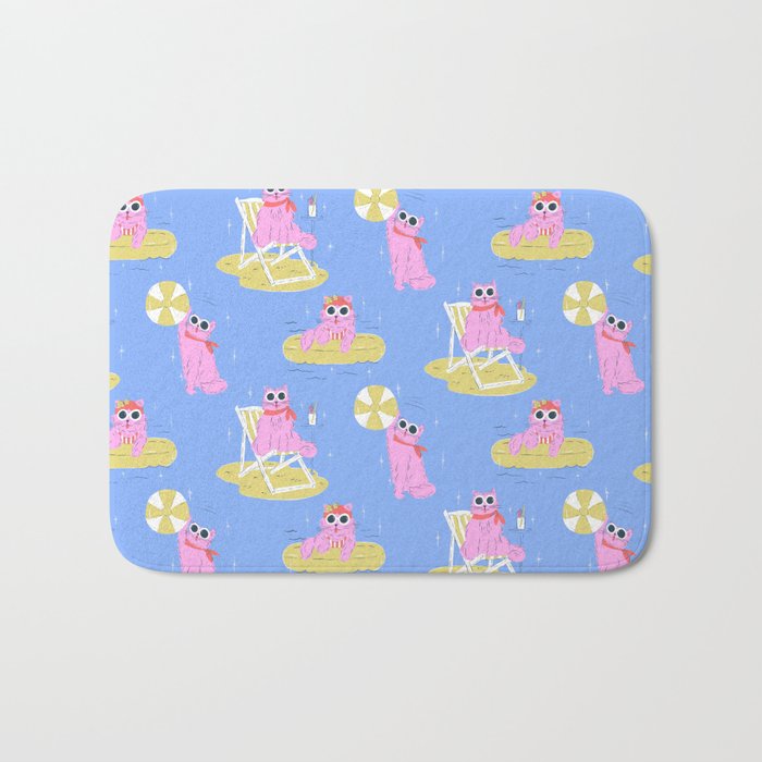 Pink Summer Cat  Bath Mat Gallery Image 1