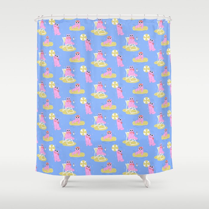 Pink Summer Cat  Shower Curtain Gallery Image 1