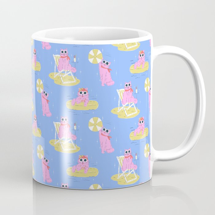 Pink Summer Cat  Coffee Mug Gallery Image 1