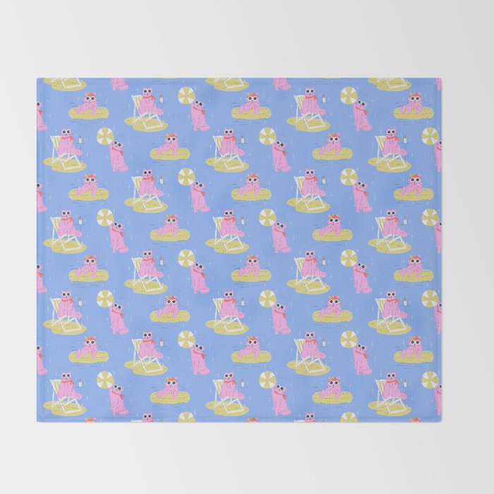 Pink Summer Cat  Throw Blanket Gallery Image 2