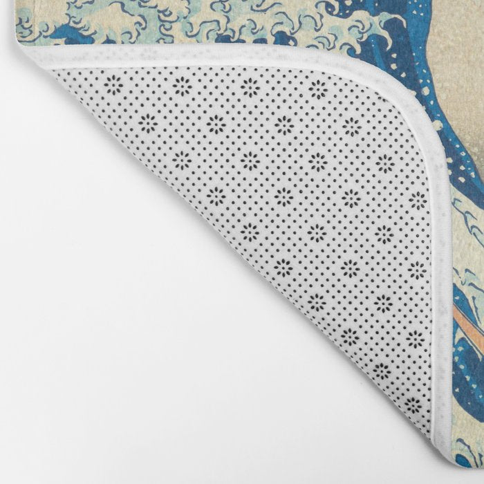Japanese Woodblock Print The Great Wave of Kanagawa by Katsushika Hokusai Bath Mat Gallery Image 2