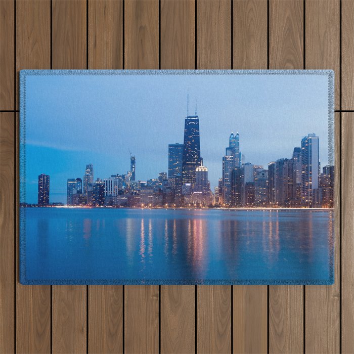 Chicago Lakefront Blue Hour Outdoor Rug Gallery Image 1