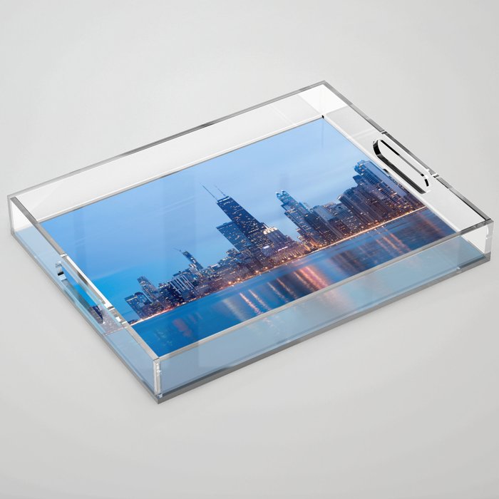 Chicago Lakefront Blue Hour Acrylic Tray Gallery Image 1