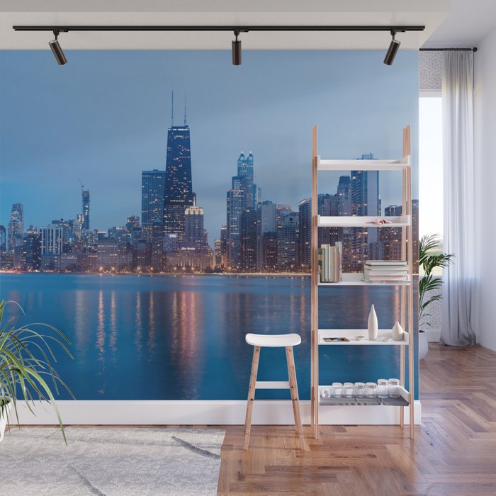 Chicago Lakefront Blue Hour Wall Mural Gallery Image 1
