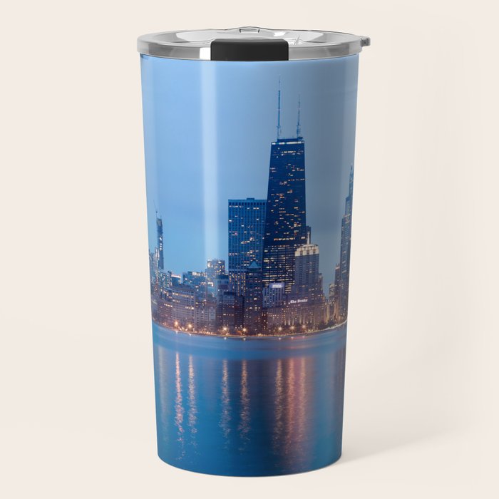 Chicago Lakefront Blue Hour Travel Mug Gallery Image 1