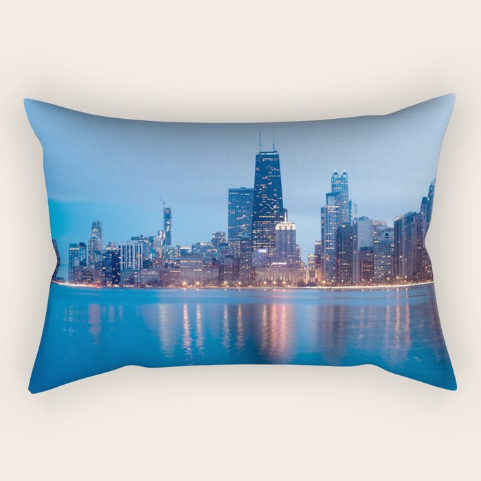 Chicago Lakefront Blue Hour Rectangular Pillow Gallery Image 2