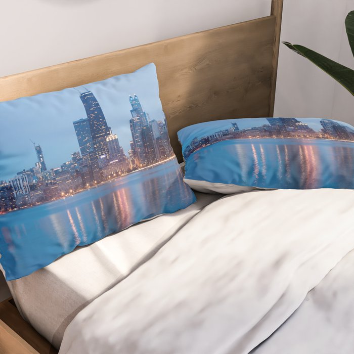 Chicago Lakefront Blue Hour Pillow Sham Gallery Image 2