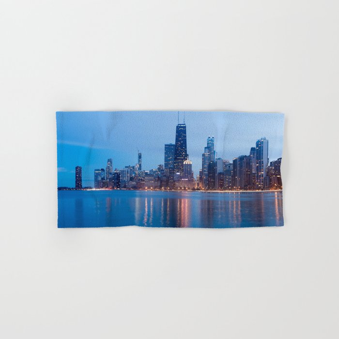 Chicago Lakefront Blue Hour Bath Towel Gallery Image 1