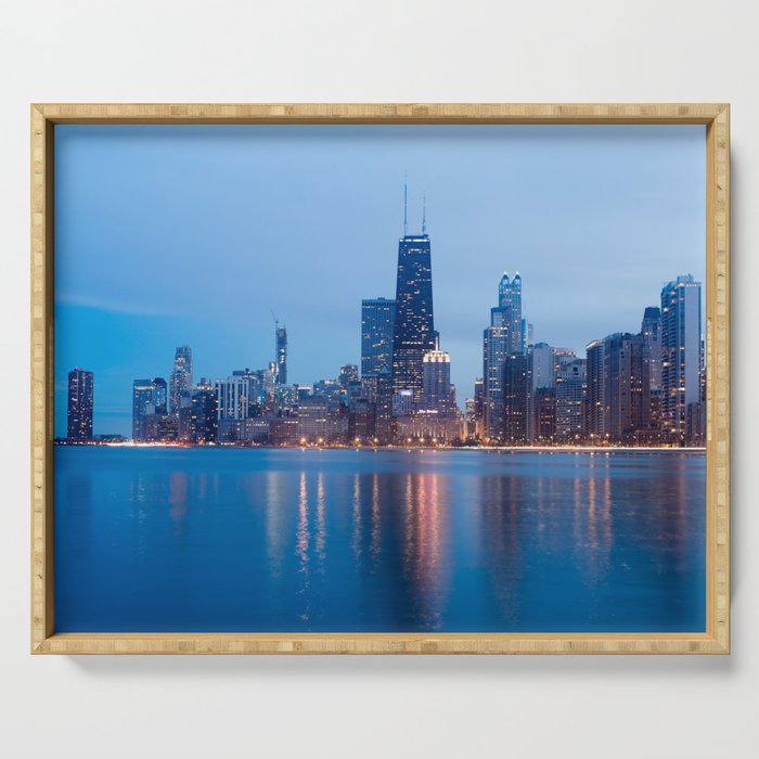 Chicago Lakefront Blue Hour Serving Tray Gallery Image 1